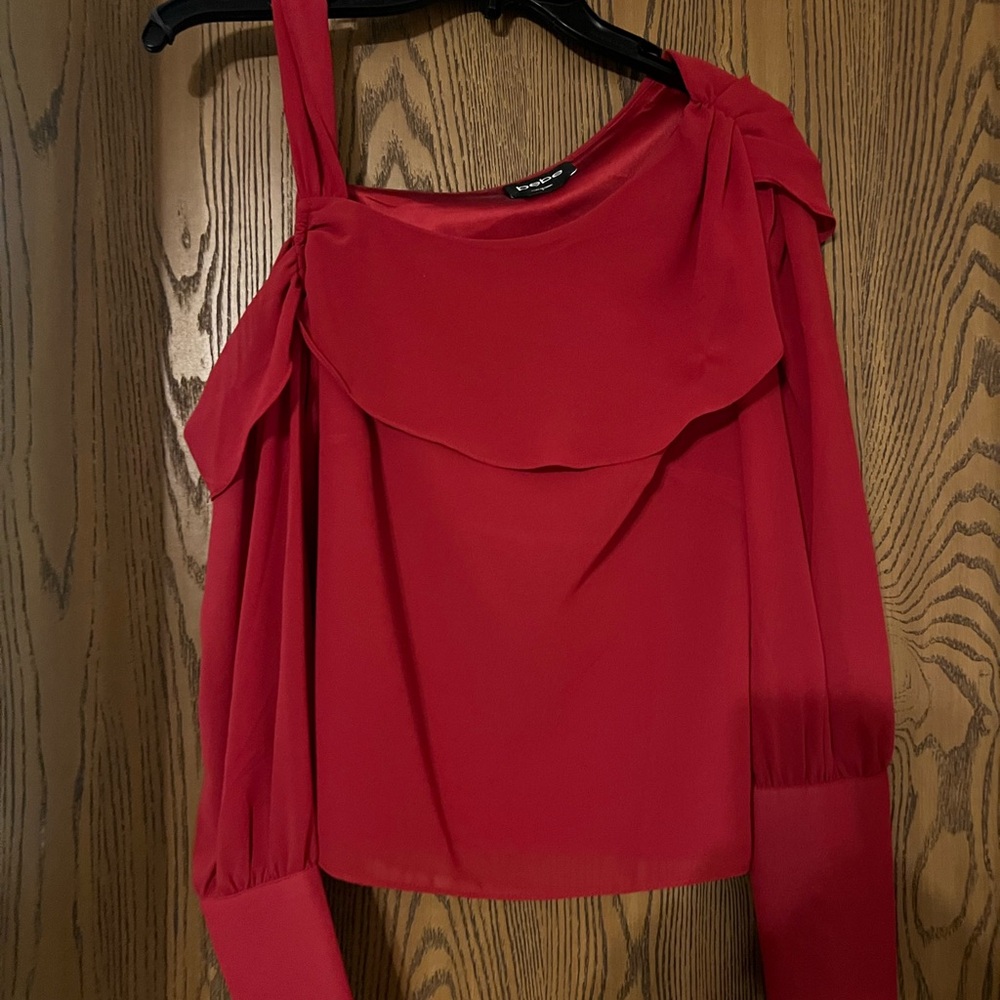 bebe Red One-Shoulder Top